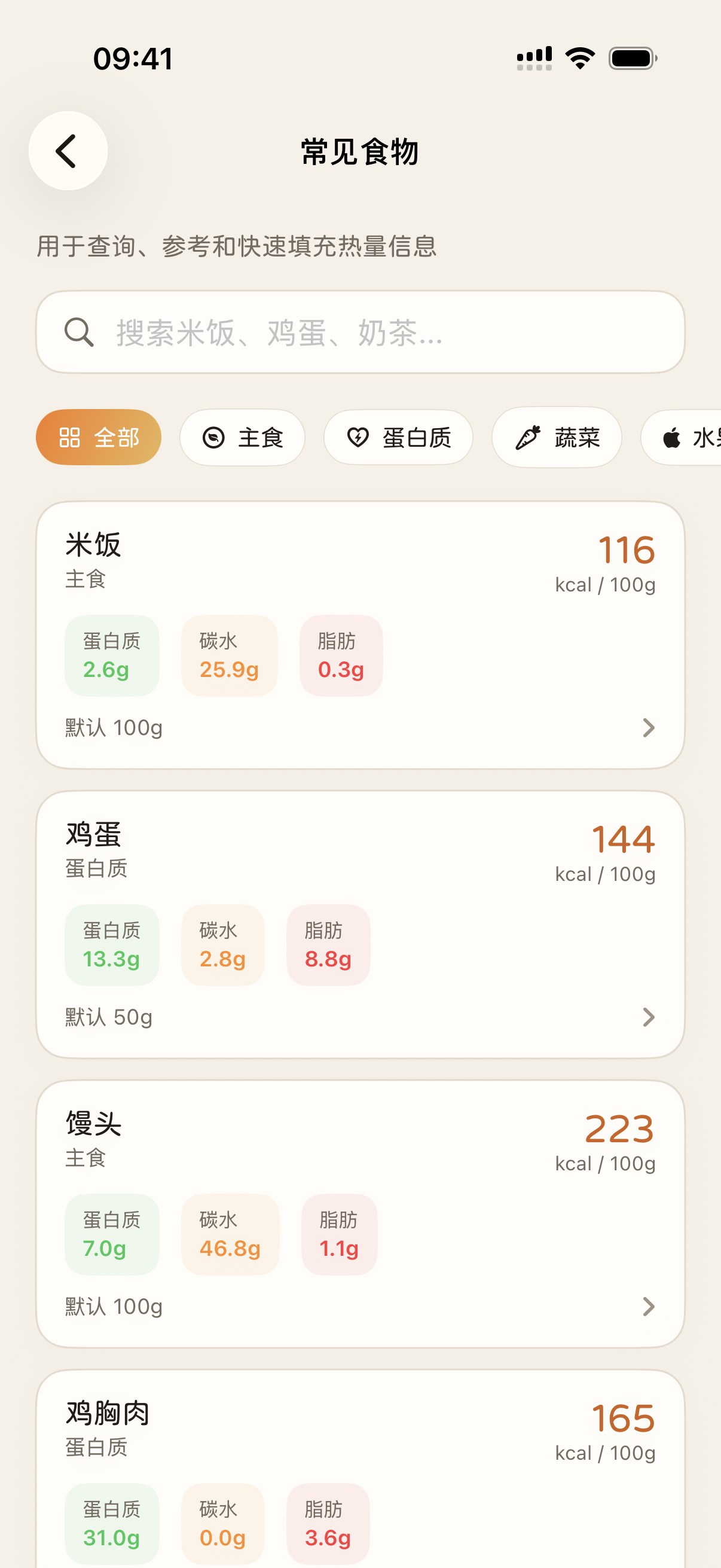 常见食物库